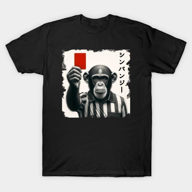 Chimp Referee, Japanese Pun T-Shirt by Decamega